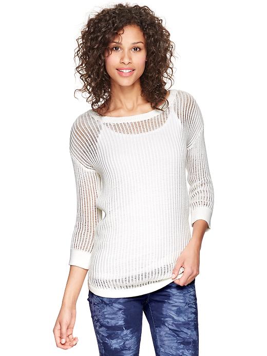 Image number 1 showing, Open-knit drop-sleeve sweater