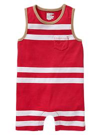 Contrast-trim stripe one-piece