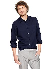 Linen patch pocket solid shirt