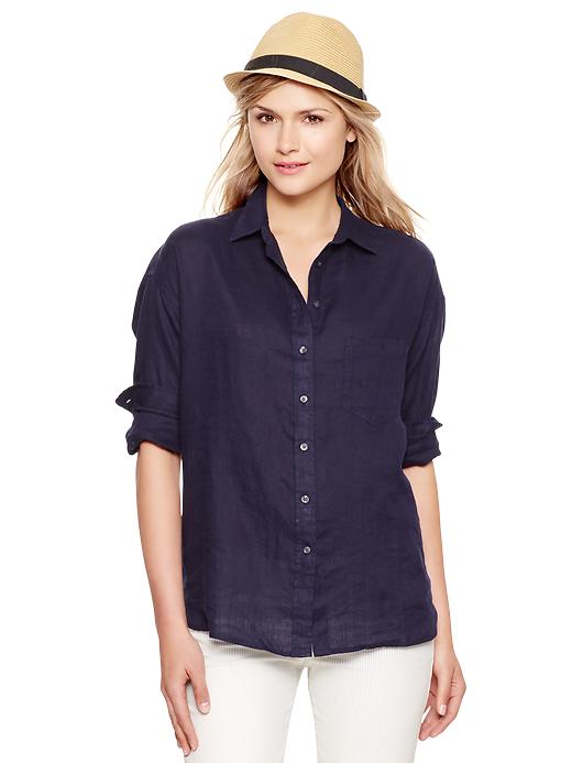 View large product image 1 of 1. Linen dolman shirt