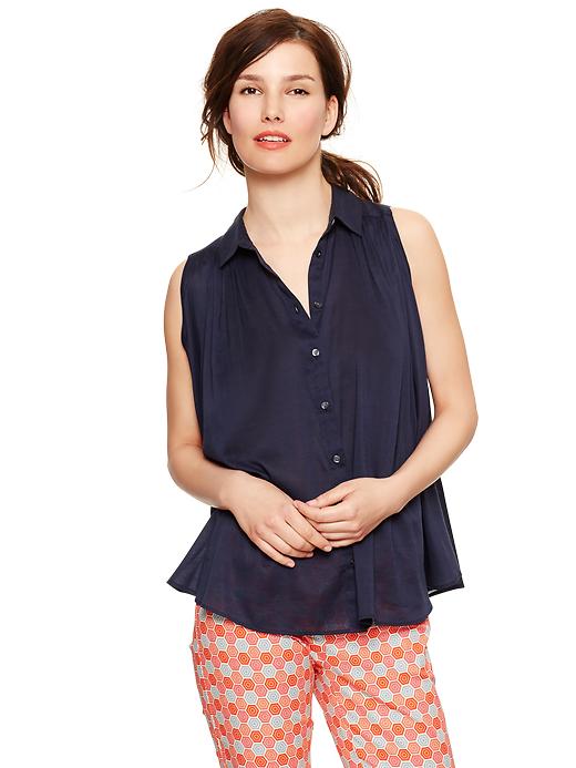 View large product image 1 of 1. Pintucked trapeze blouse