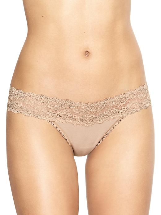 View large product image 1 of 1. Sexy lace-trim V thong