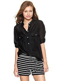 Sheer henley tunic