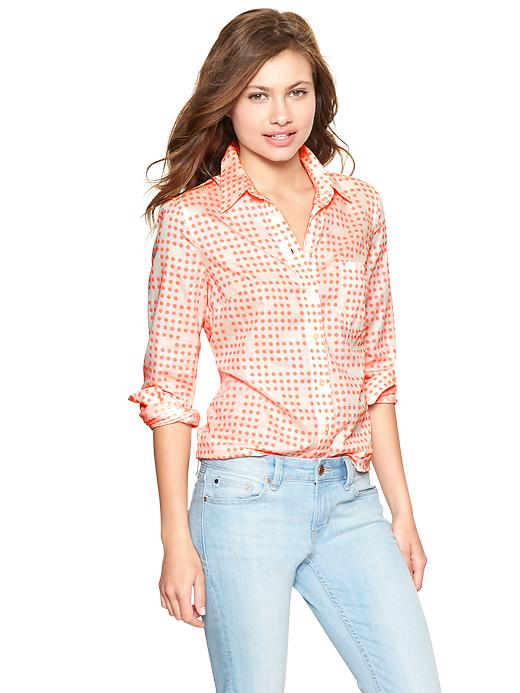 View large product image 1 of 1. Fitted boyfriend geo print shirt