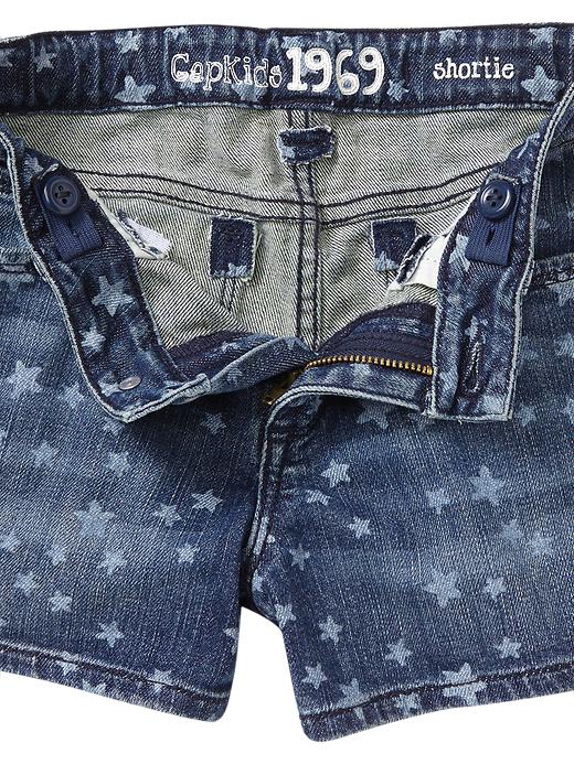 Image number 3 showing, Star print denim shortie shorts