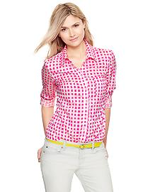 Fitted boyfriend geo print shirt
