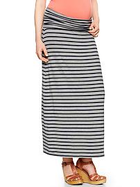 Thin-stripe foldover maxi skirt