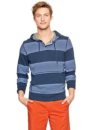 Stripe slub henley hoodie