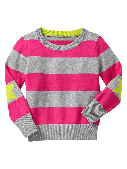 View large product image 1 of 1. Striped elbow-patch sweater