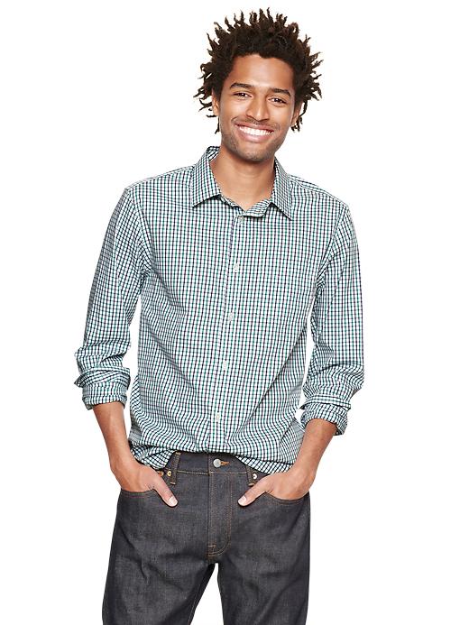 View large product image 1 of 1. Non-Iron checkered poplin shirt