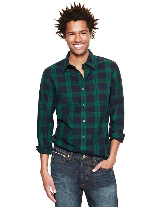 View large product image 1 of 1. Twill two-color plaid shirt