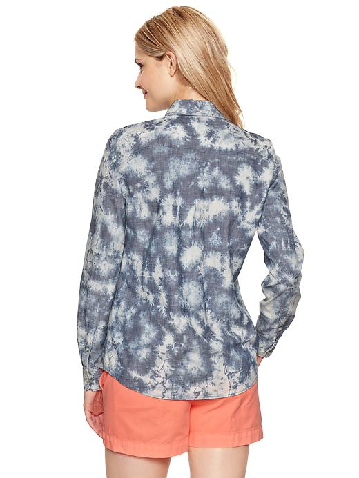 Image number 2 showing, 1969 tie-dye chambray one-pocket shirt
