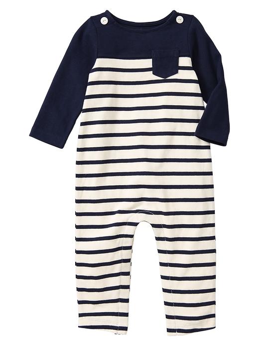 View large product image 1 of 1. Striped button one-piece