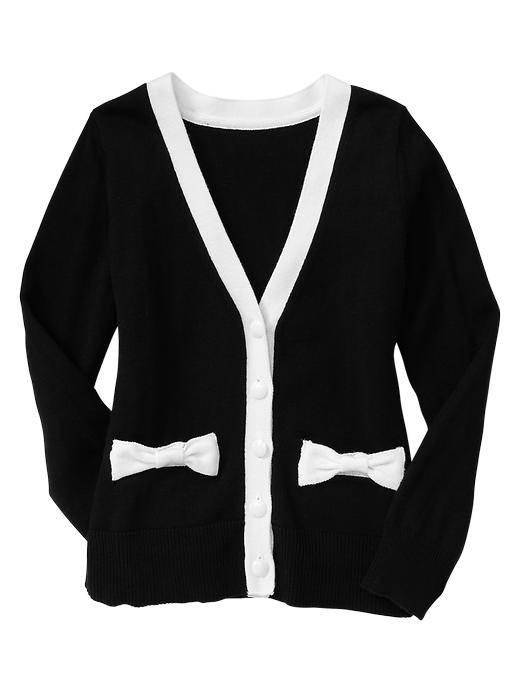 View large product image 1 of 1. Contrast bow cardigan.