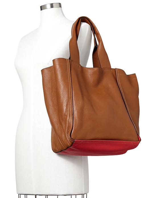 View large product image 2 of 3. Large leather tote