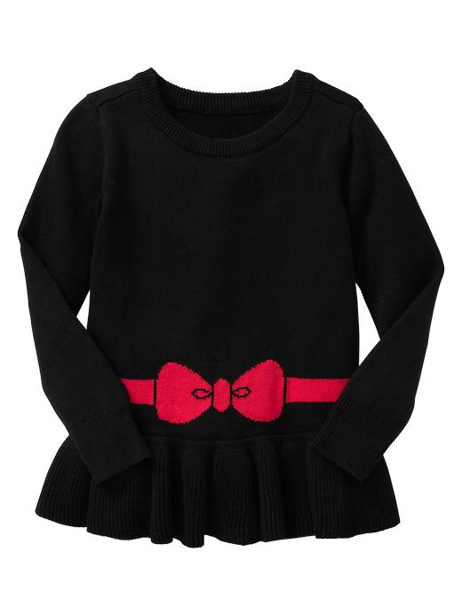 View large product image 1 of 1. Bow belt peplum sweater