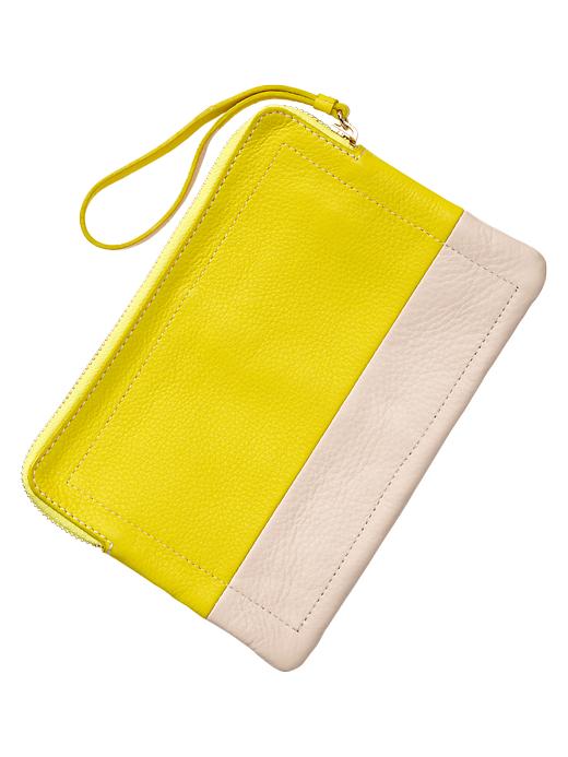View large product image 1 of 1. Two-tone leather pouch