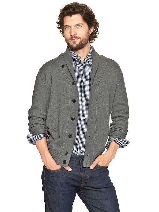 View large product image 1 of 1. Cotton cashmere shawl cardigan