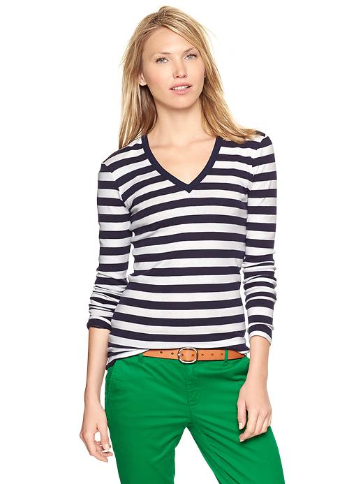 View large product image 1 of 1. Bowery supersoft stripe V-neck T