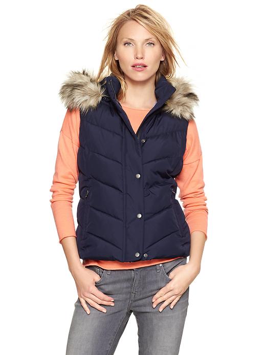 Image number 1 showing, Fur-trim puffer vest