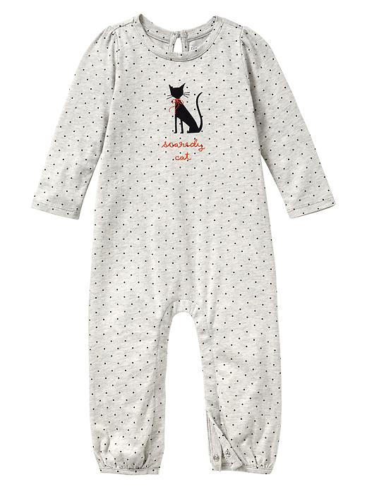 View large product image 1 of 1. Halloween cat graphic one-piece