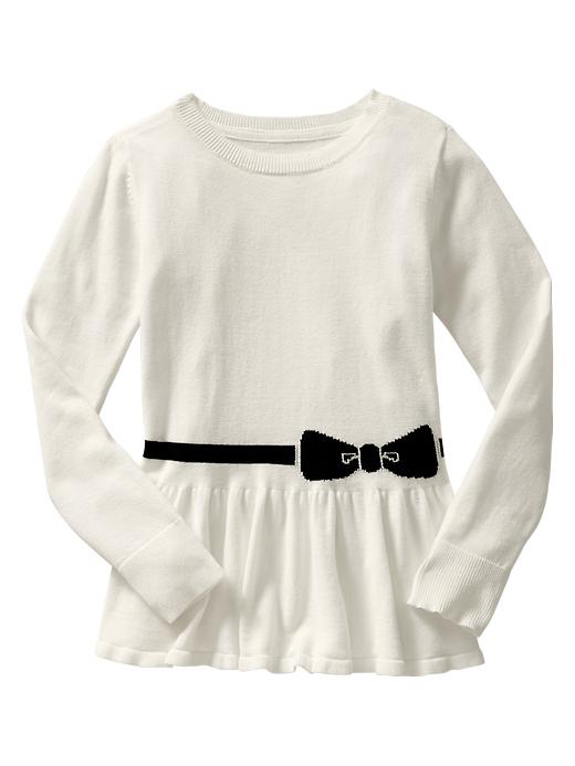 View large product image 1 of 1. Intarsia bow peplum sweater