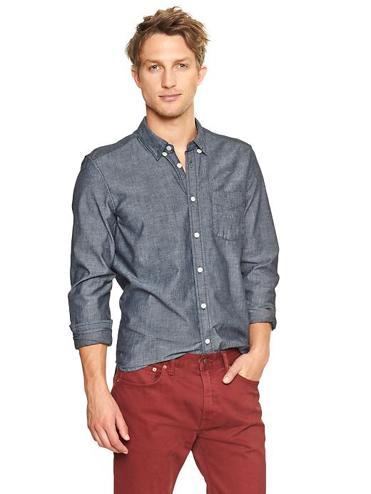 View large product image 1 of 1. 1969 patch-pocket chambray shirt