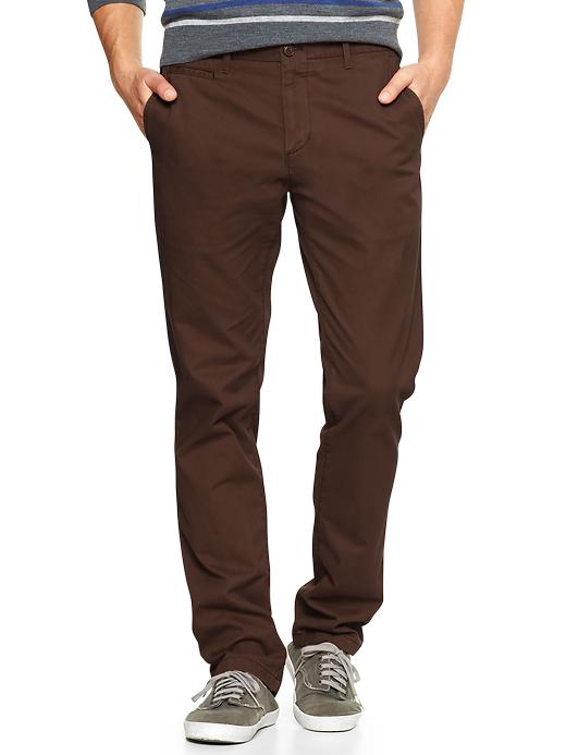 View large product image 1 of 1. Lived-in slim khaki