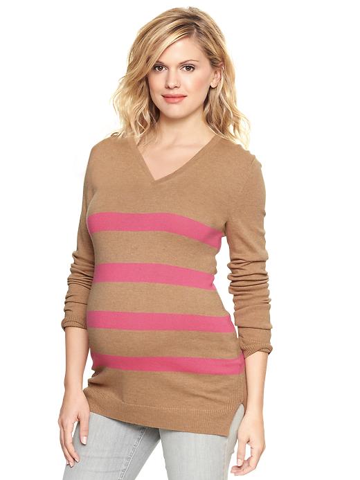View large product image 1 of 1. Eversoft striped V-neck sweater
