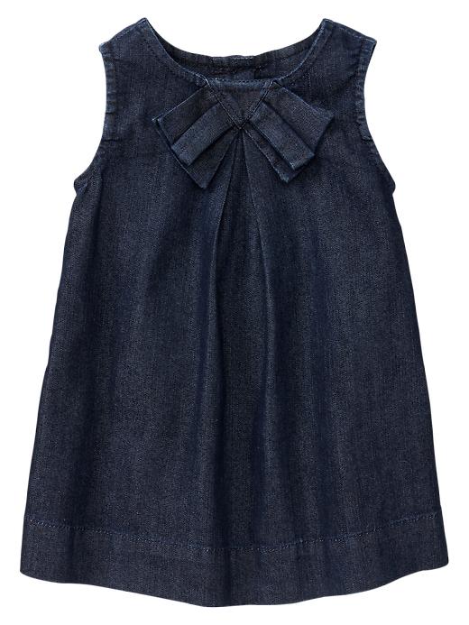View large product image 1 of 1. Pleated denim bow jumper