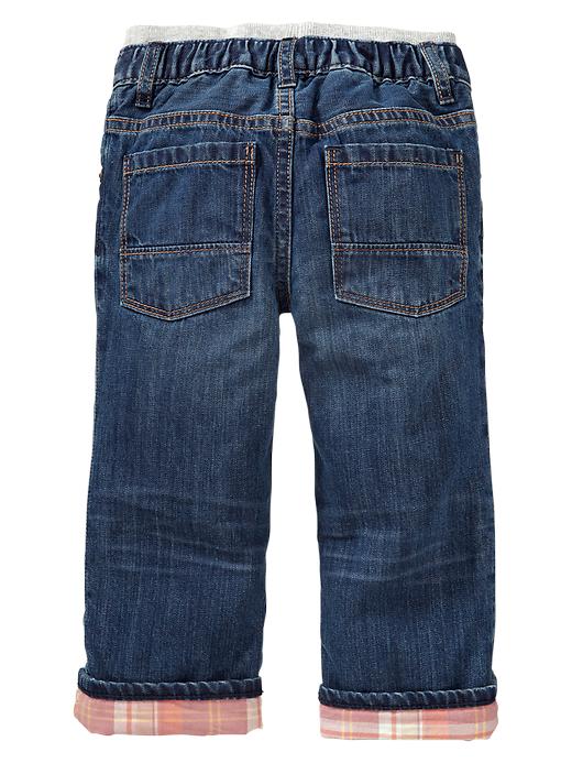 Image number 2 showing, Flannel-lined knit-waist straight jeans