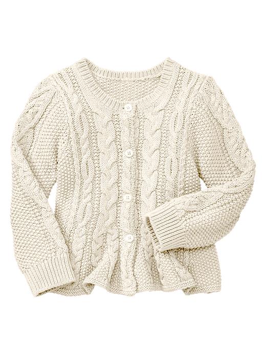 View large product image 1 of 1. Cable peplum cardigan