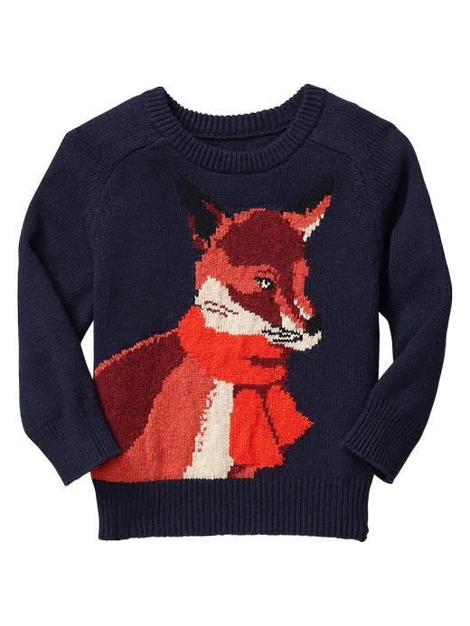 View large product image 1 of 1. Intarsia fox sweater