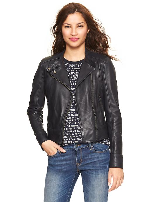 Image number 1 showing, Leather moto jacket