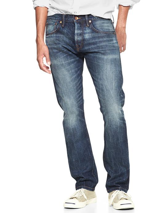 Image number 1 showing, Gap x GQ Baldwin Henley Fit Jeans (light wash)
