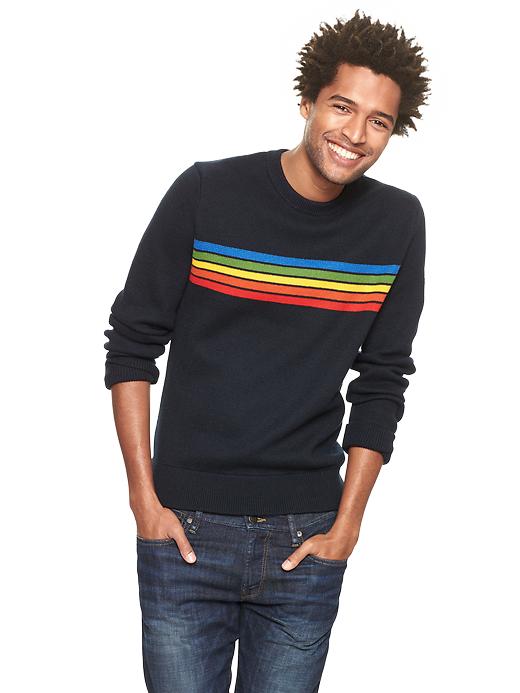 View large product image 1 of 1. Gap x GQ Aviator Nation Five Stripe Sweater
