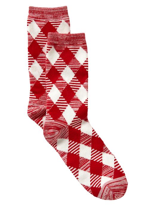 View large product image 1 of 1. Striped argyle socks
