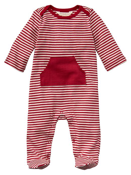 Image number 1 showing, Organic striped footed one-piece
