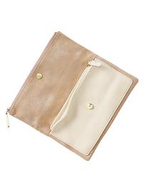 View large product image 3 of 3. Metallic leather foldover clutch