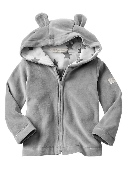 View large product image 1 of 1. Organic velour bear hoodie