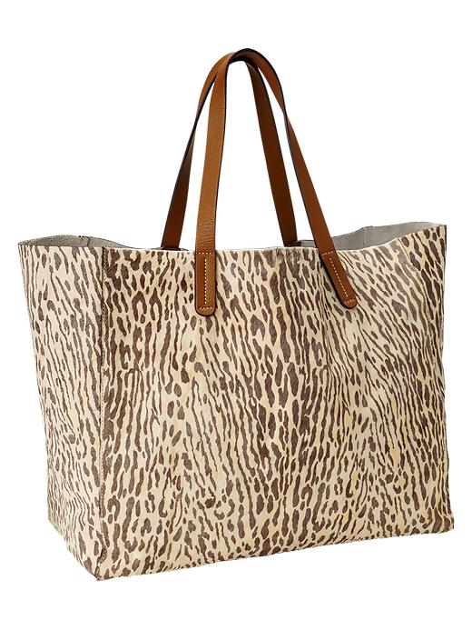 View large product image 1 of 1. Animal print calf hair tote