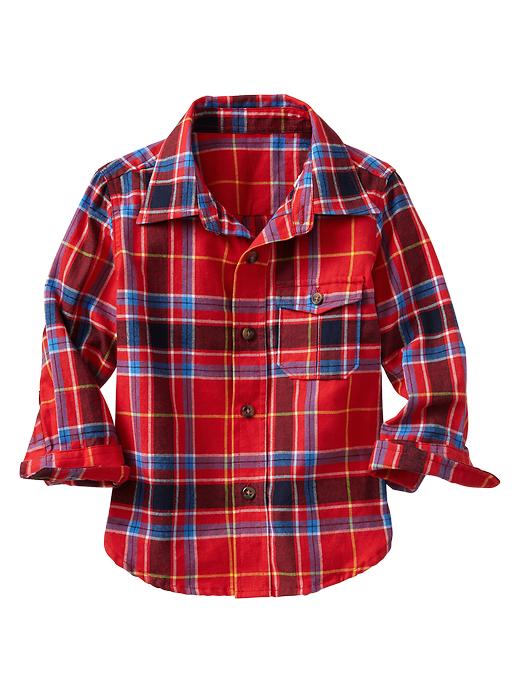 View large product image 1 of 1. Long-sleeve plaid flannel shirt
