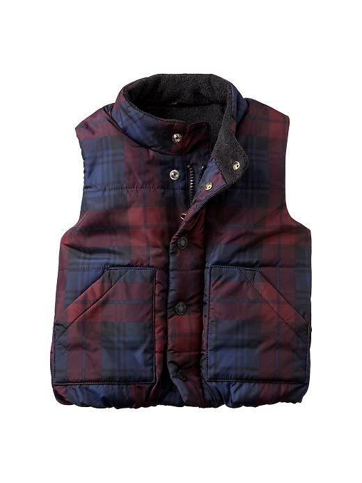 View large product image 1 of 1. Quilted plaid vest