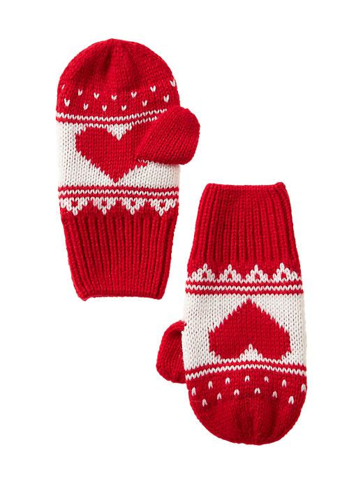 View large product image 1 of 1. Heart Isle knit mittens