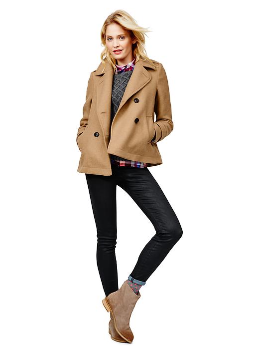 Image number 3 showing, Cropped wool swing peacoat