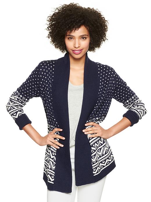 Image number 1 showing, Fair Isle open-front cardigan
