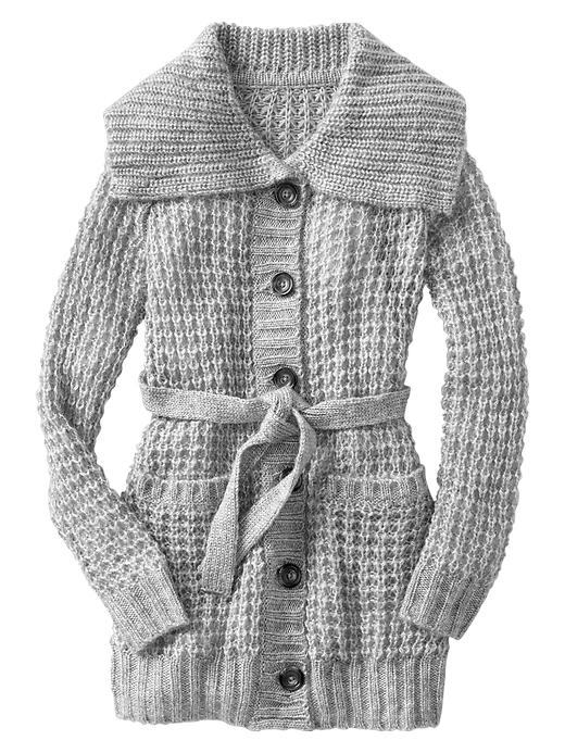 View large product image 1 of 1. Belted waffle cardigan