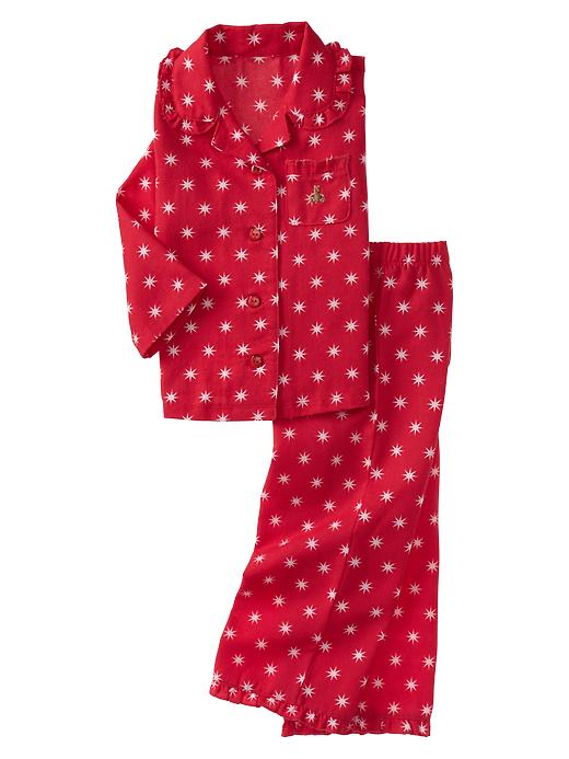 View large product image 1 of 1. Star ruffle-trim classic PJ set