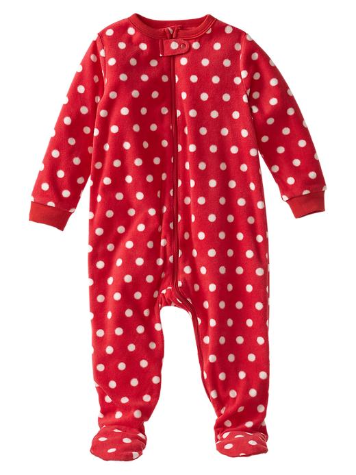View large product image 1 of 1. Dot fleece footed sleep one-piece