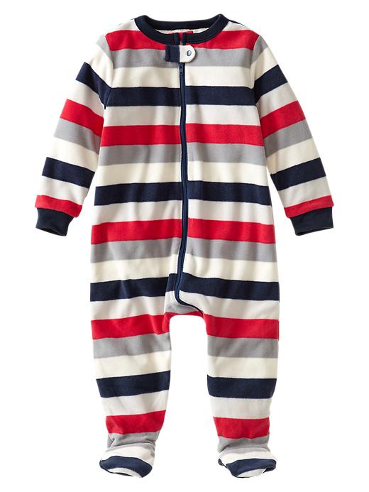 View large product image 1 of 1. Stripe fleece footed sleep one-piece